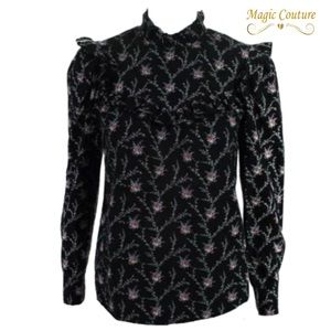 La Vie Rebecca Taylor Button Back Floral Top🖤🌸💚